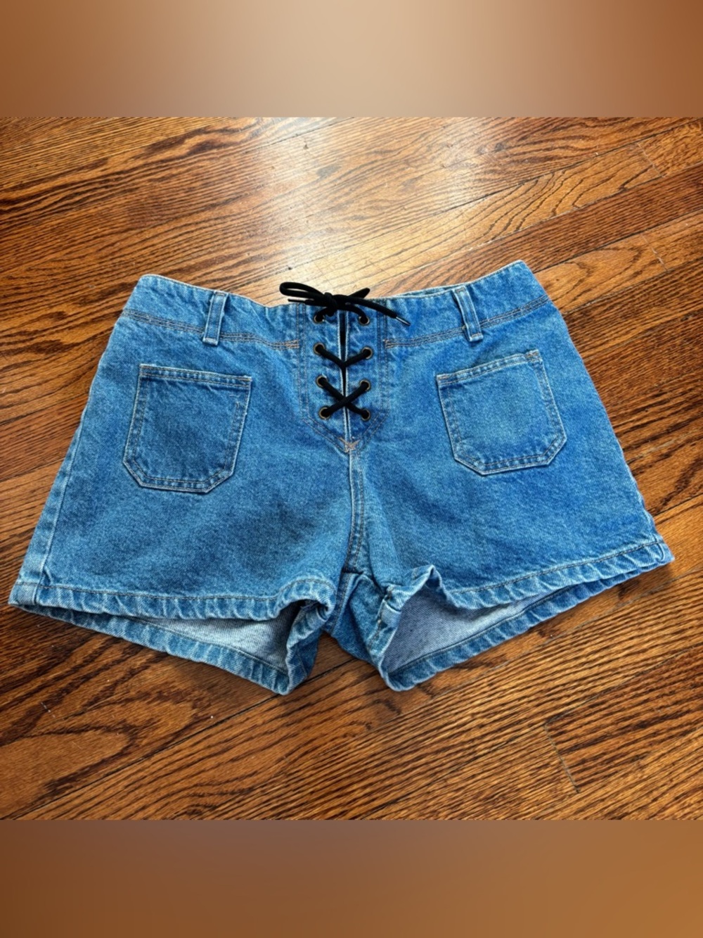 Y2K Denim Lace-Up Shorts